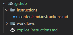 Instruction files folder structure in VS Code