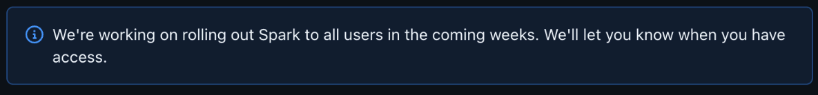 GitHub Spark access denied message showing unavailability