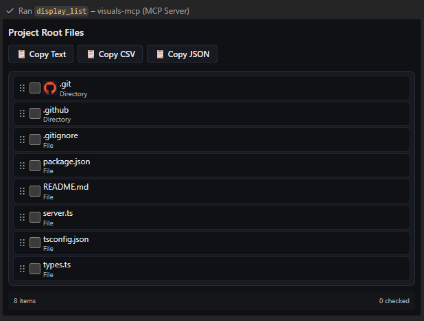 Interactive list with checkboxes
