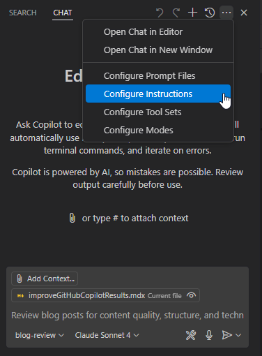 VS Code chat mode creation interface